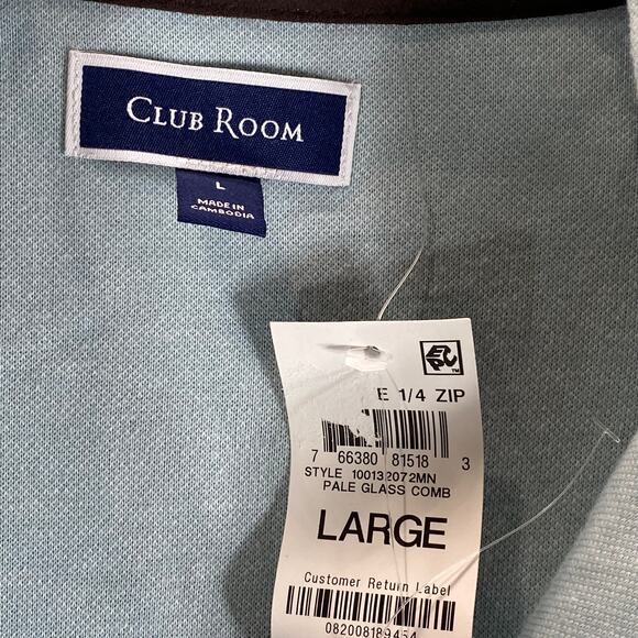 CLUB ROOM Men's Pale Glass Birdseye Mock-Neck Quarter-Zip Pullover Sweater SZ L - Picture 10 of 11